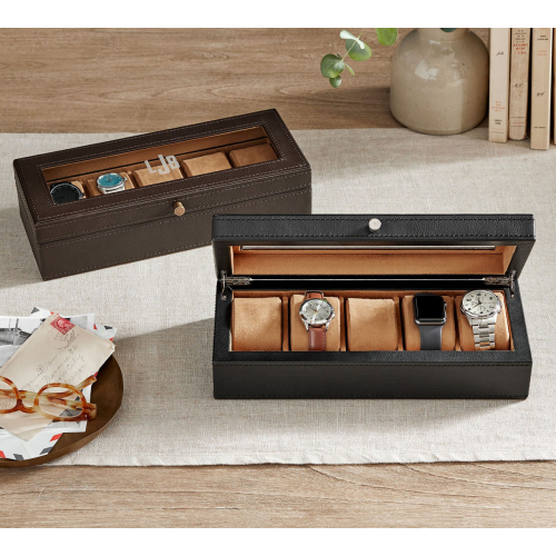 Pottery Barn Кожаная коробка для часов Grant