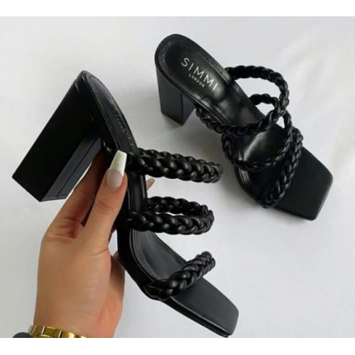 Женские летние плетеные босоножки на каблуке с квадратным носком