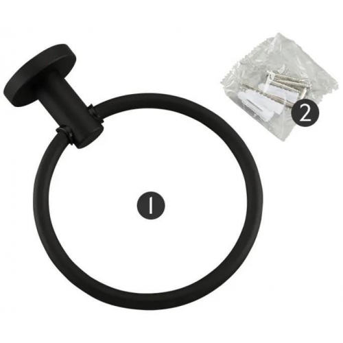 Поддержка для полотенца Frap F30204 INOX NEGRU — металлический крючок с кольцом