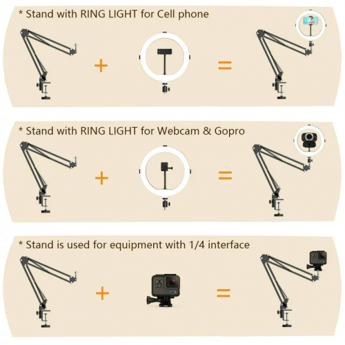 Подставка для веб-камеры SIGSIT с кольцевой подсветкой и зажимом для телефона