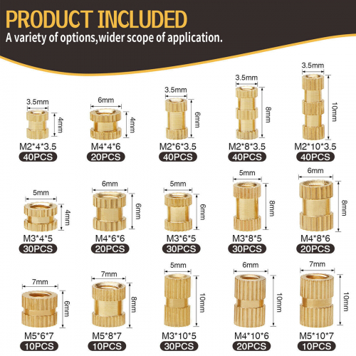 390X M2 M3 M4 M5 Комплект гаек с внутренней резьбой из латуни с накаткой и резьбой