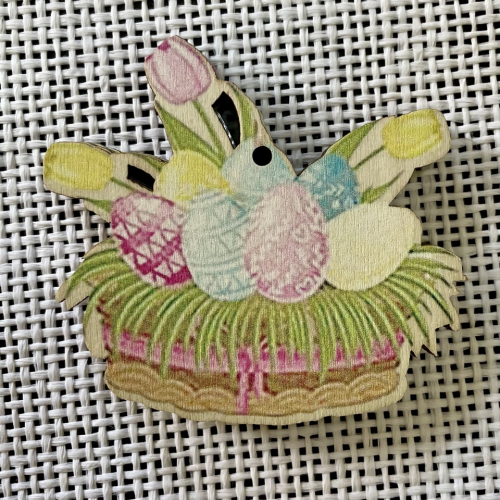 Деревянный пасхальный декор, яйца в корзине