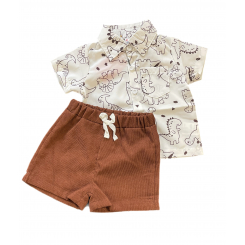 Комплект рубашка с динозавром и вельветовые шорты