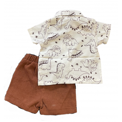 Комплект рубашка с динозавром и вельветовые шорты