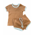 Комплект майка в рубчик и шортики нежно-коричневого цвета