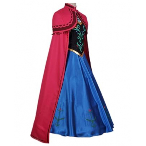 Женский костюм принцессы Анны — платье с накидкой для косплея, Хэллоуина и тематических мероприятий