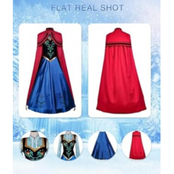 Женский костюм принцессы Анны — платье с накидкой для косплея, Хэллоуина и тематических мероприятий