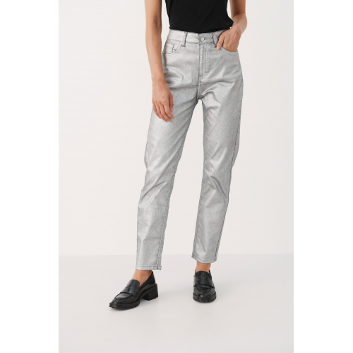 Серебристые брюки