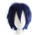 Синтетический короткий прямой синий пушистый парик с полной головой