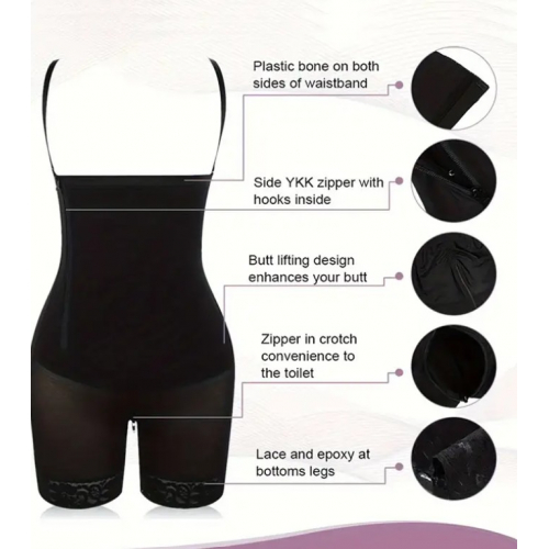 Утягивающие шорты с высокой талией и кружевной отделкой на молнии