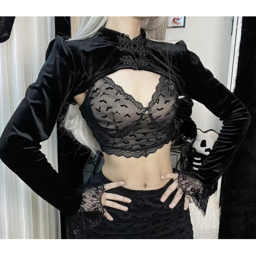 Женский укороченный топ с длинными рукавами