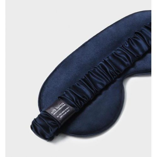 Шелковая маска для сна темно-синяя