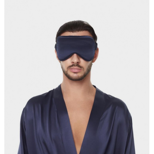 Шелковая маска для сна темно-синяя