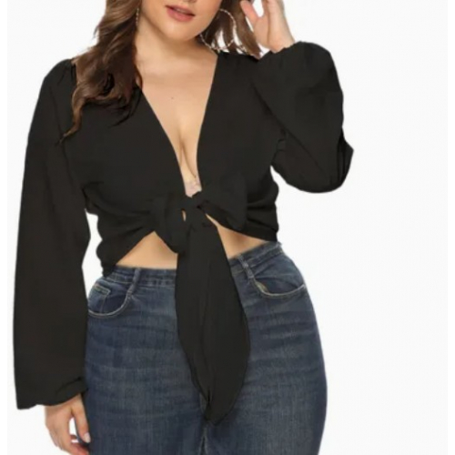 Женская кофта с длинным рукавом и завязками спереди