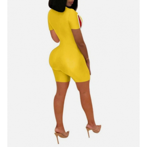 Женский комбинезон с коротким рукавом и V-образным вырезом