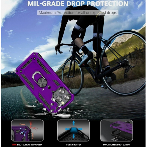 Противоударный чехол с кольцом-подставкой для iPhone 13 mini, двойная защита, серебристо-чёрный