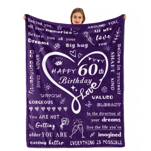Подарочный плед ко дню 60-летия — мягкий флисовый плед, универсальный подарок для женщин и мужчин