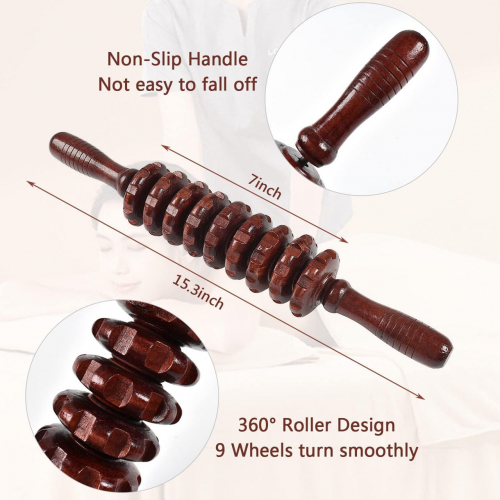 KOZOREN Ручной деревянный массажер от целлюлита Роликовый