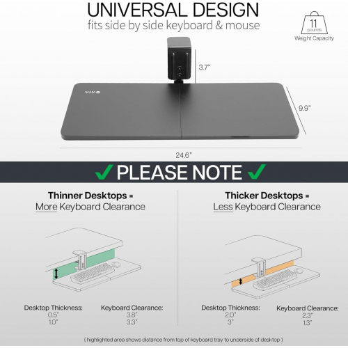 Вращающаяся подставка для клавиатуры и мыши Vivo Clamp-on