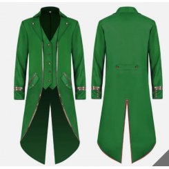 Мужской готический фрак в стиле стимпанк, зеленый