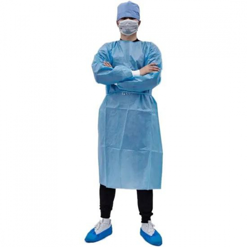 Одноразовый изолирующий халат голубой