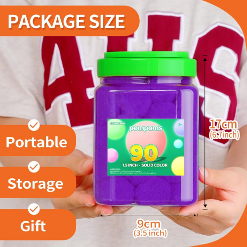 Набор из 90 фиолетовых помпонов Eppingwin размером, мягкие помпоны для рукоделия и творчества. 