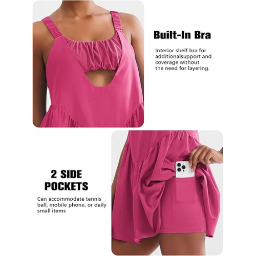 Женский спортивный теннисный костюм с платьем и шортами, дышащий и поддерживающий