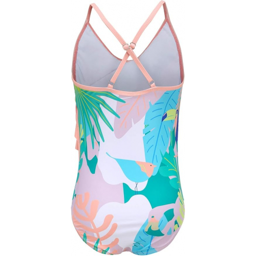 Детский слитный купальник для девочек с защитой от солнца и тропическим принтом