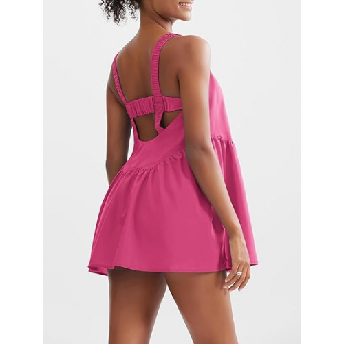 Женский спортивный теннисный костюм с платьем и шортами, дышащий и поддерживающий