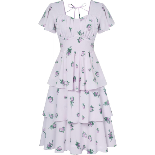 Женственное летнее платье с цветочным принтом и квадратным вырезом