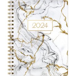 Твердый переплет 2024 Планировщик (с ноября 2023 по декабрь 2024), мраморный дизайн