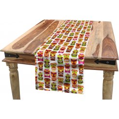 Тропическая дорожка для стола с узором Тики, 34*150