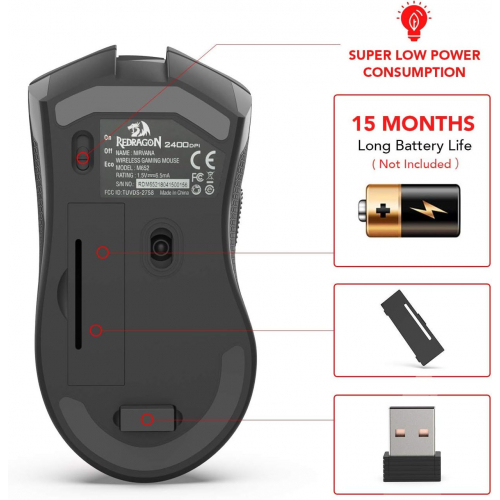 Оптическая беспроводная мышь Redragon M652