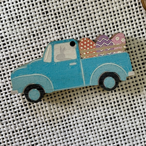 Деревянный пасхальный декор, машина с яйцами