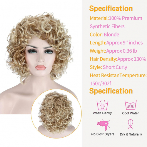 Kalyss короткий вьющийся парик