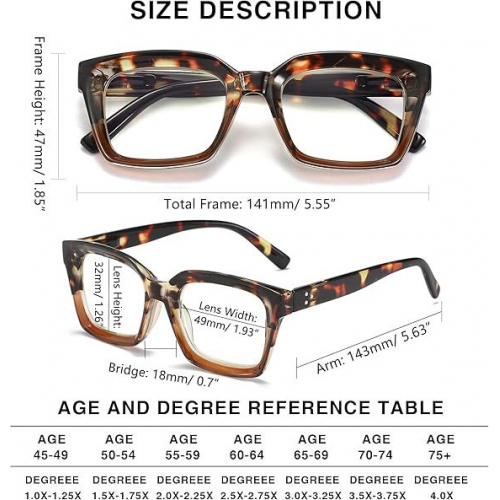 Очки для чтения в стиле Опры с квадратной оправой +2.75