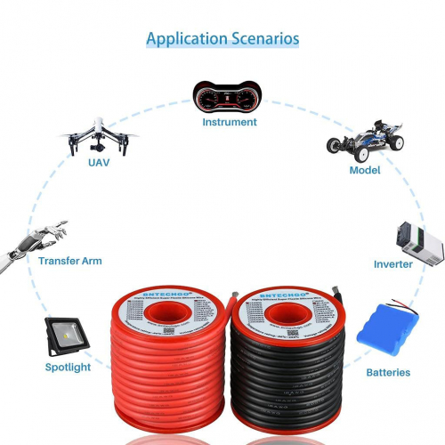 BNTECHGO Гибкий силиконовый луженый медный провод 12 калибра