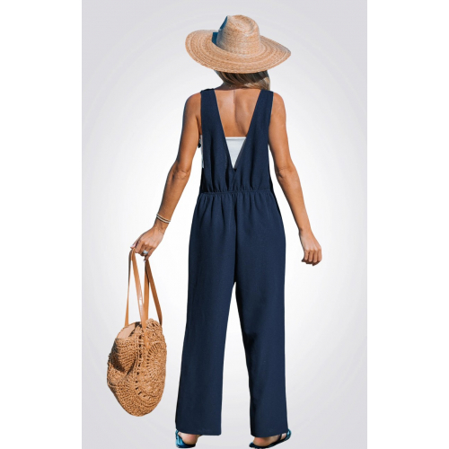 Комбинезон с прямыми штанинами, темно-синий