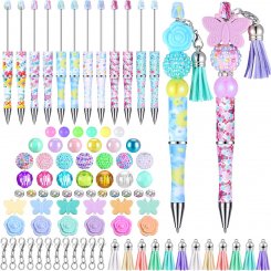 Шариковые ручки Teling с бусинами, пластиковые, черные, с различными разделительными