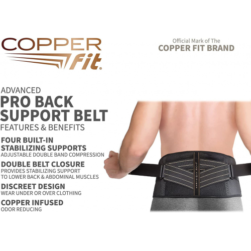 Компрессионный бандаж для спины Copper Fit унисекс для взрослых Pro Back Belt, черный