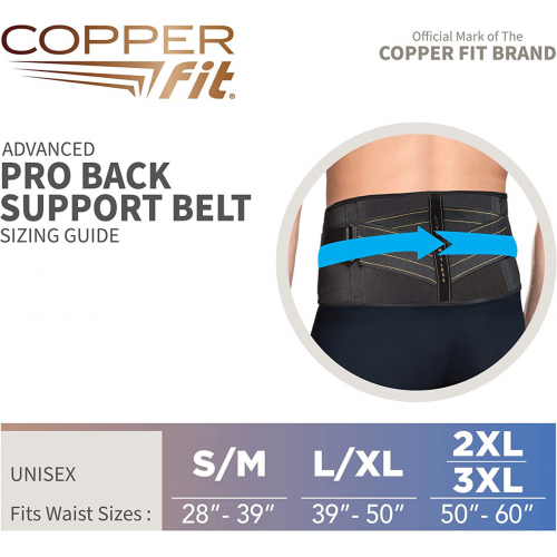 Компрессионный бандаж для спины Copper Fit унисекс для взрослых Pro Back Belt, черный