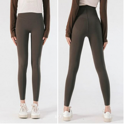 Женские леггинсы с высокой талией, темно-коричневые