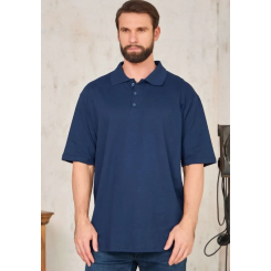 Футболка-поло на пуговицах, темно-синяя