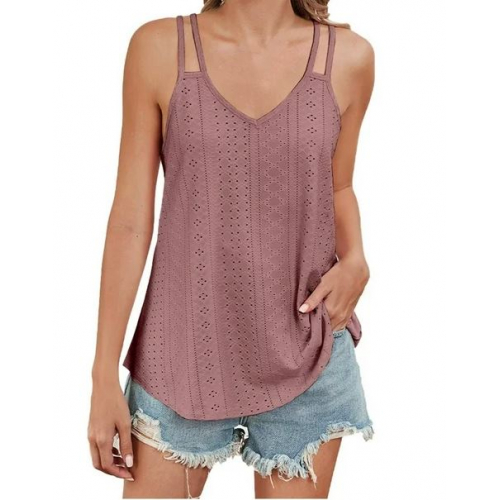 Бохо-топ без рукавов с V-образным вырезом для женщин, летний пляжный туник, свободный повседневный топ