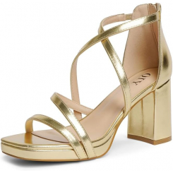 Женские босоножки на устойчивом каблуке с крестовидной шнуровкой