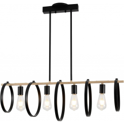 Люстра из дерева и черного металла