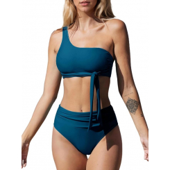 Купальник с завязкой на одно плечо и высокой талией