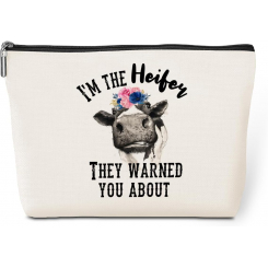 Косметичка из хлопка и льна с двусторонним принтом, 25×18 см