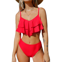 CUPSHE Женский купальник с высокой талией, многоярусный купальник 