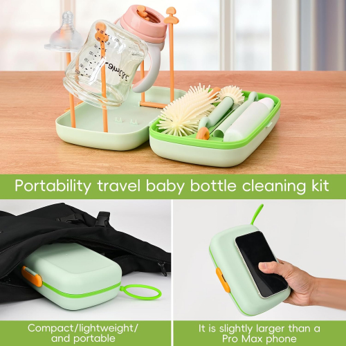 Набор для чистки дорожных бутылочек 7в1, со стойкой для сушки бутылочек